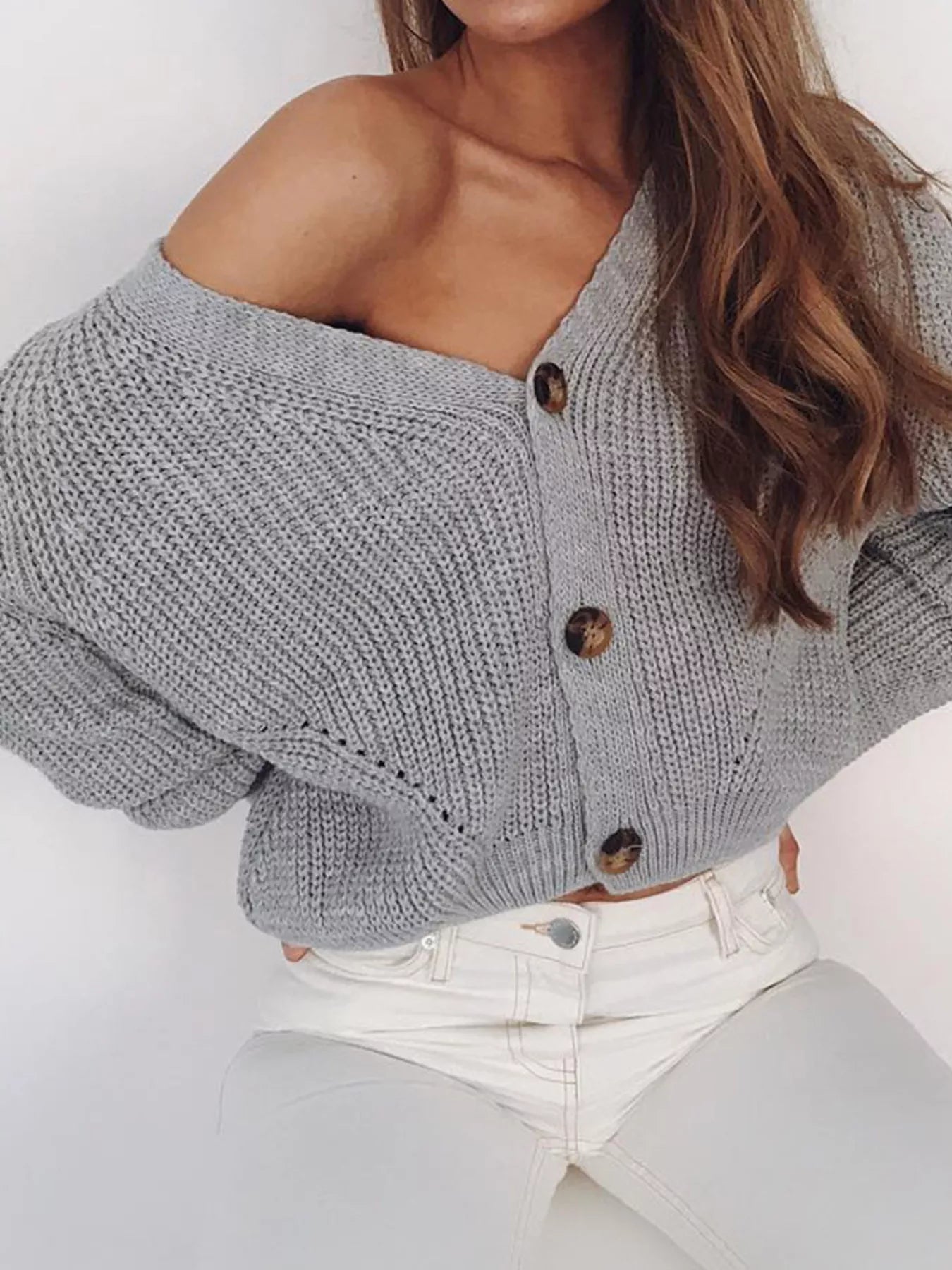 Full Size Chunky Knit Button-Down Cardigan Plus Size