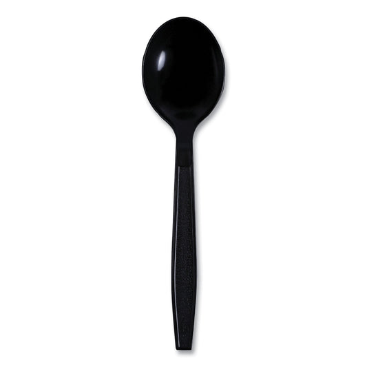 Boardwalk Heavyweight Wrapped Polypropylene Cutlery, Soup Spoon, Black, 1,000/Carton