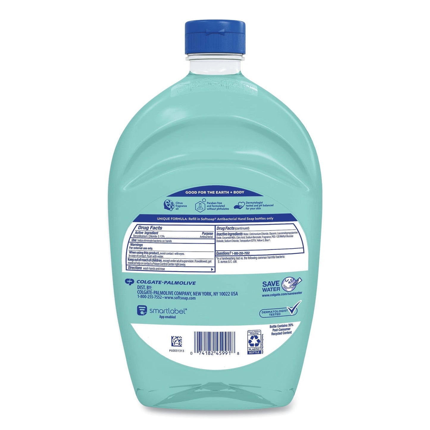 Softsoap Antibacterial Liquid Hand Soap Refills, Fresh, Green, 50 oz