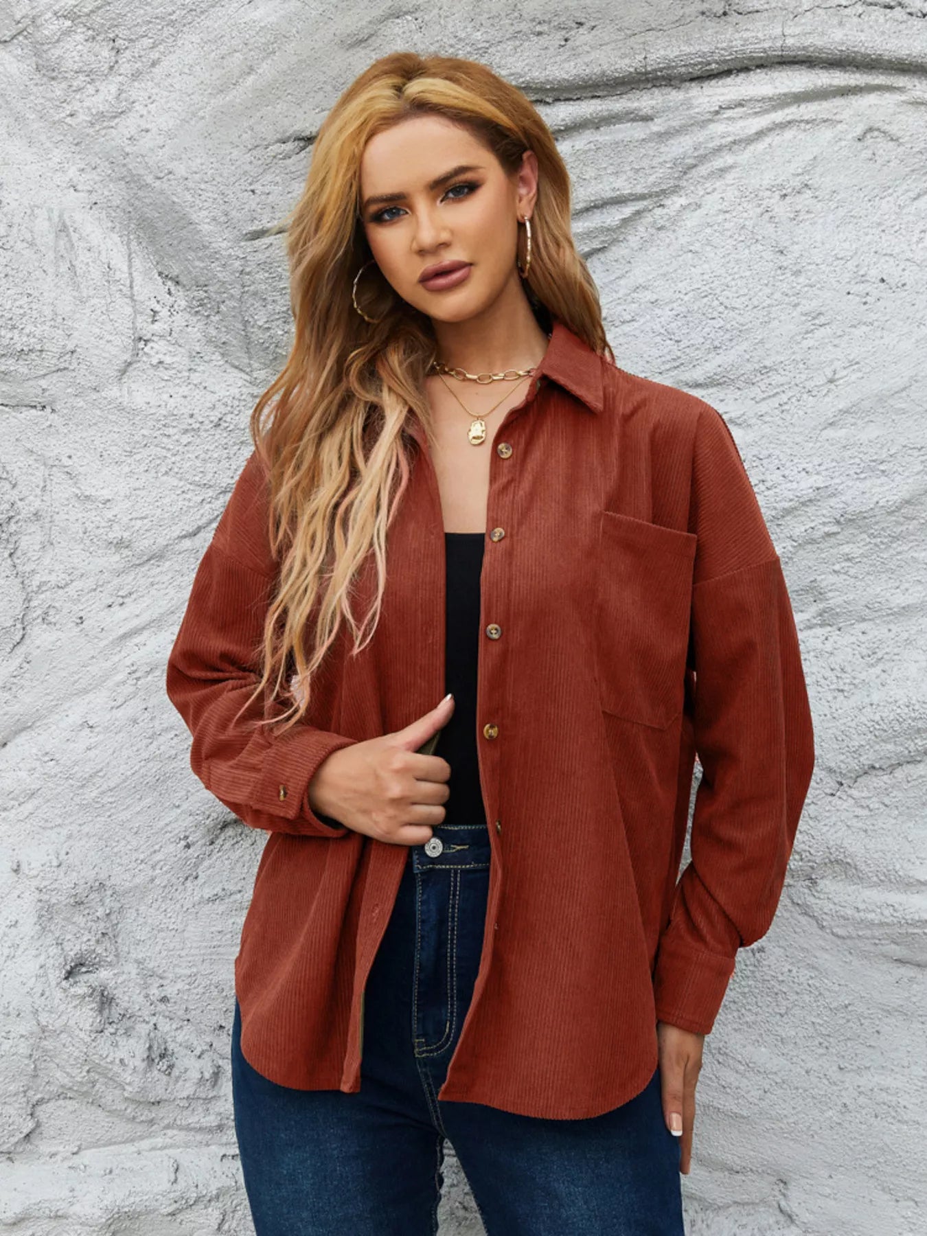 Corduroy Button-Up Shirt