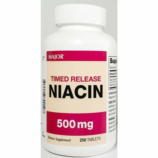 Major Niacin Timed Release 500 Mg Tablets 250ct -Expiration Date 12-2025