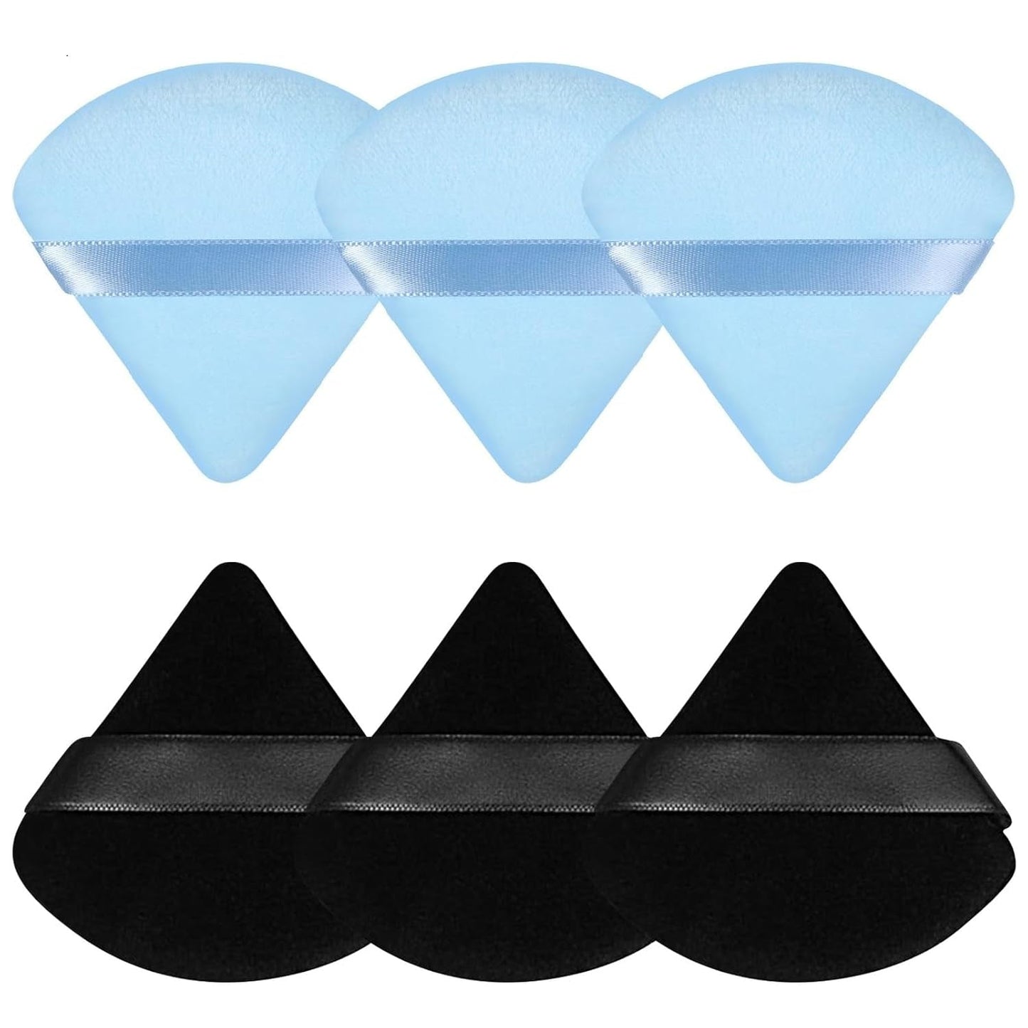 6 Pcs Powder Puff Face Soft Triangle Makeup Puff Velour Makeup Sponge Beauty Blender for Loose Powder (Black)