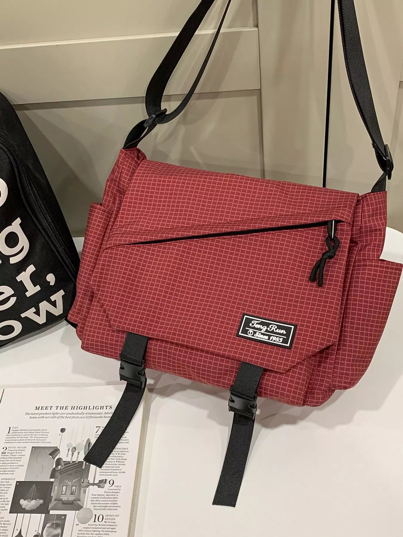 Plaid Buckle Flap Crossbody Bag