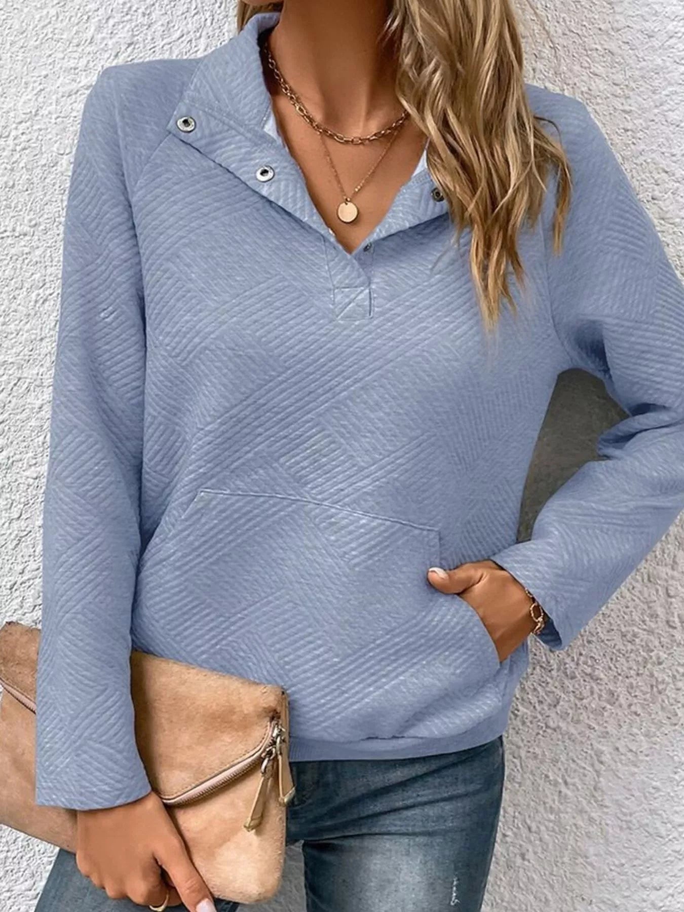 Textured Quarter Snap Sweatshirt