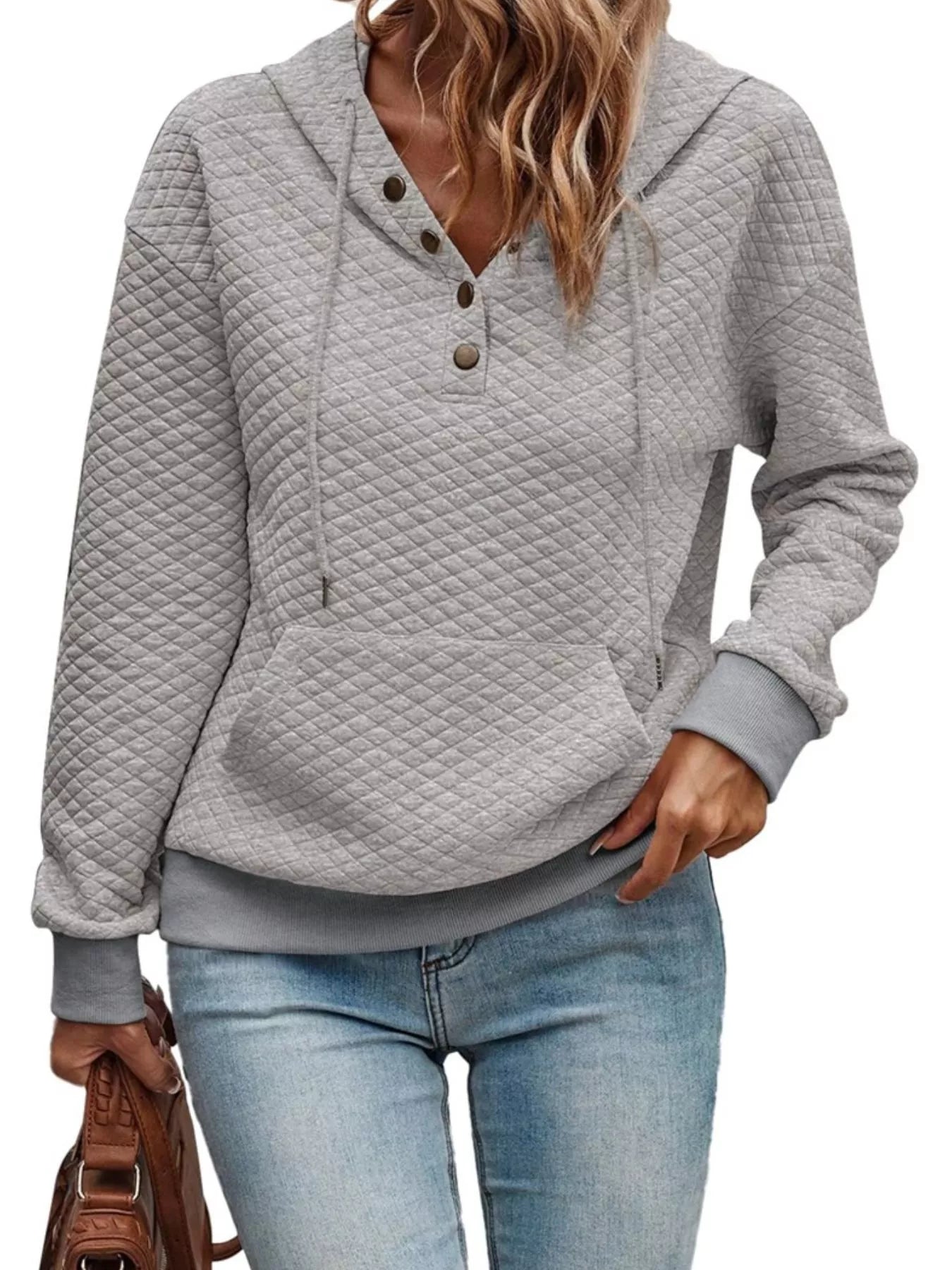Drawstring Textured Dropped Shoulder Hoodie