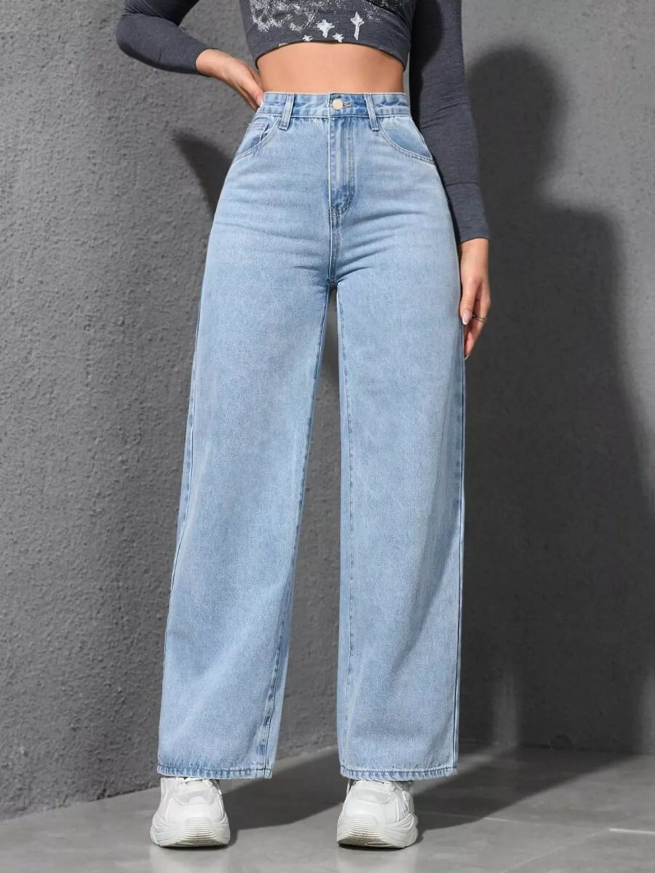 High-Waisted Wide Leg Jeans