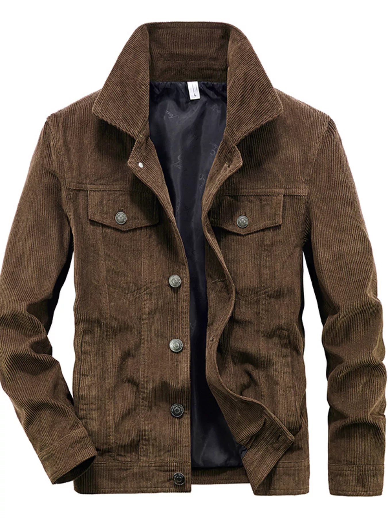 Men's Plus Size Corduroy Button-Down Casual Jacket
