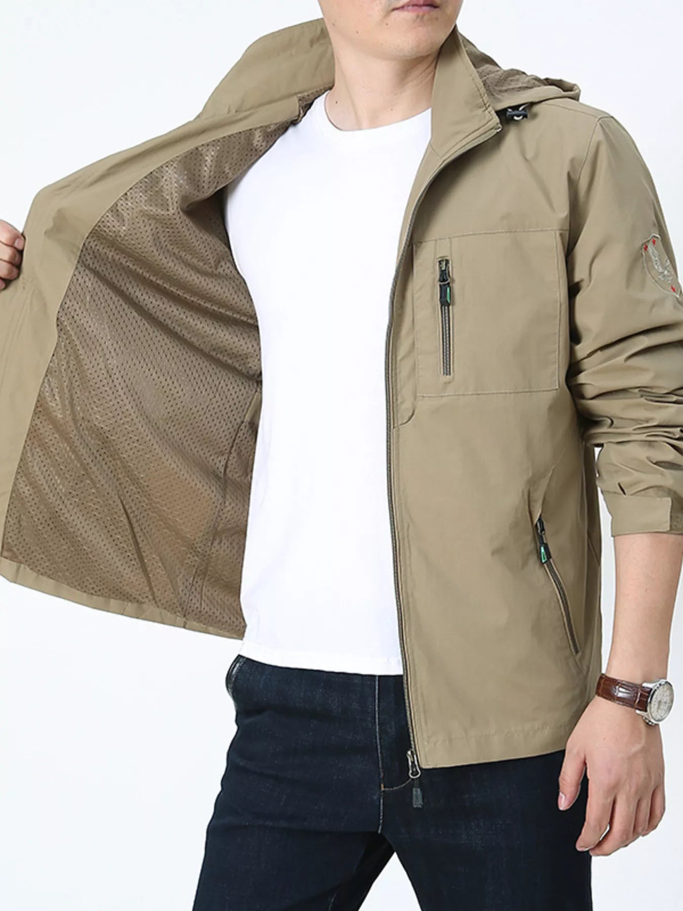 Men's Plus Size Lightweight Hooded Outdoor Jacket