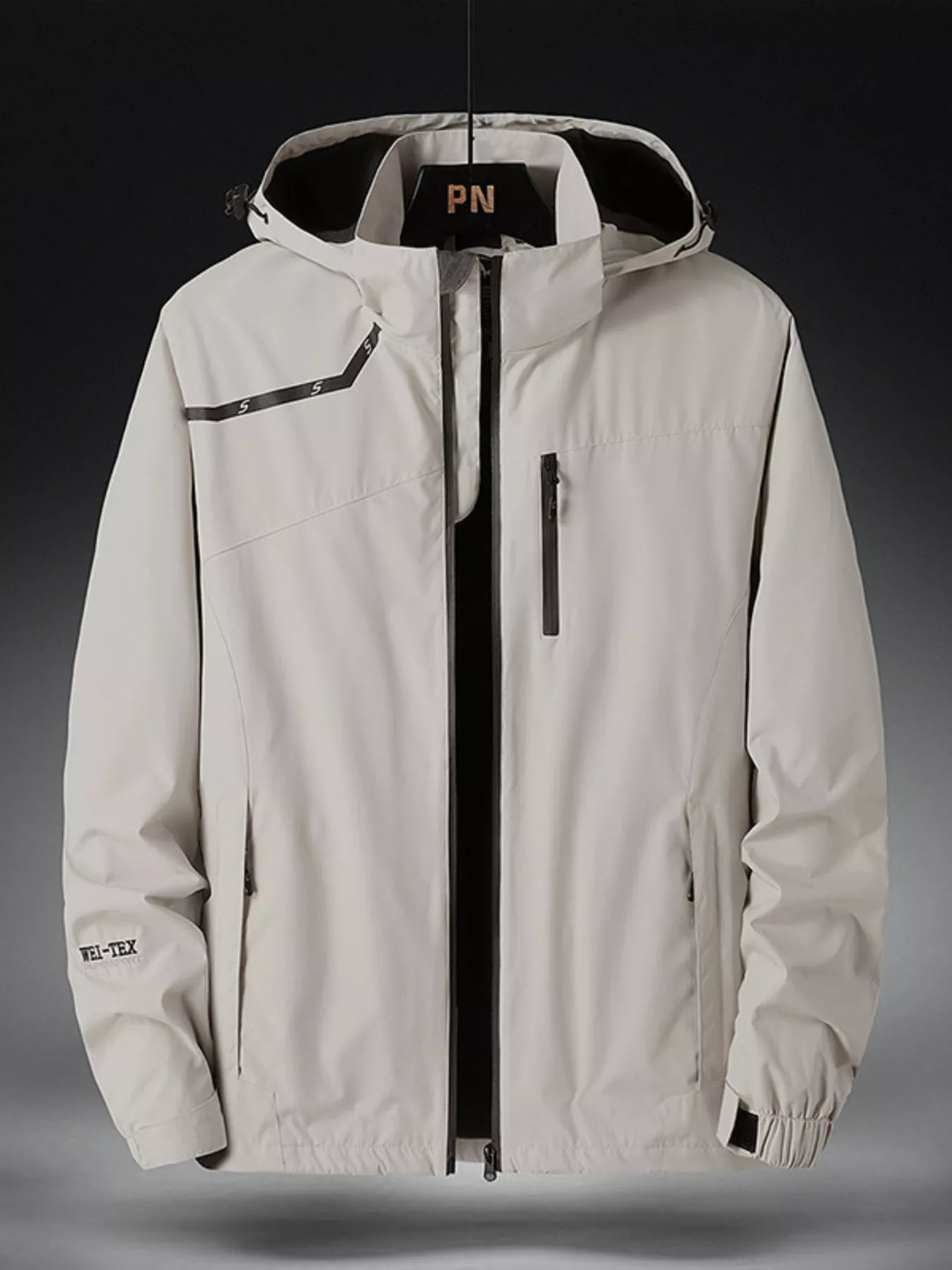 Men's Plus Size Hooded Windproof Zip Up Outdoor Jacket