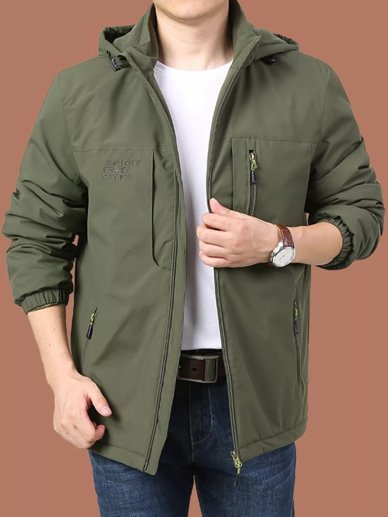 Men's Plus Size Lightweight Hooded Windproof Outdoor Jacket