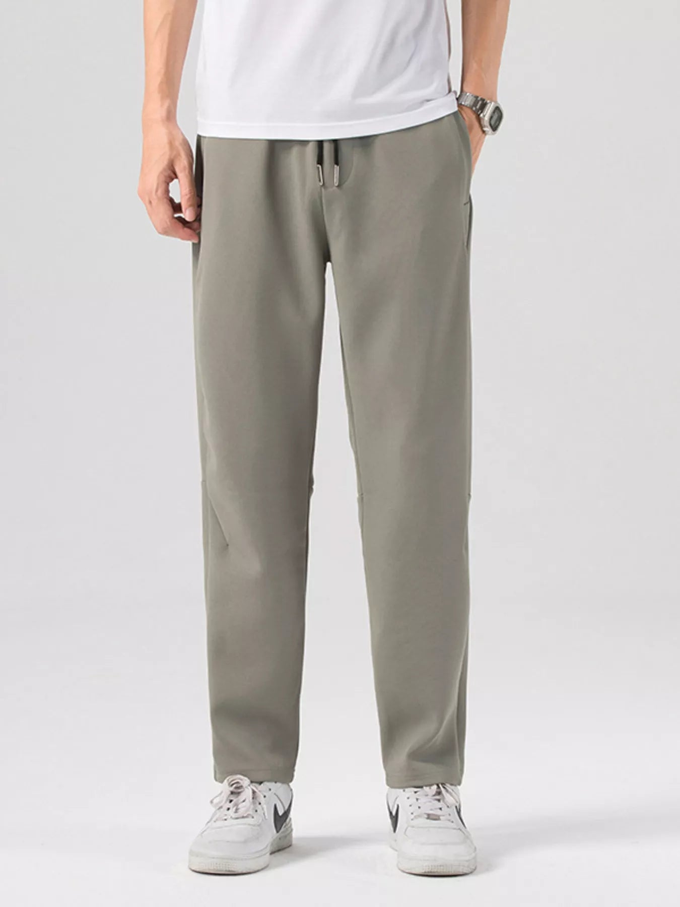 Men's Plus Size Casual Drawstring Straight-Leg Pants