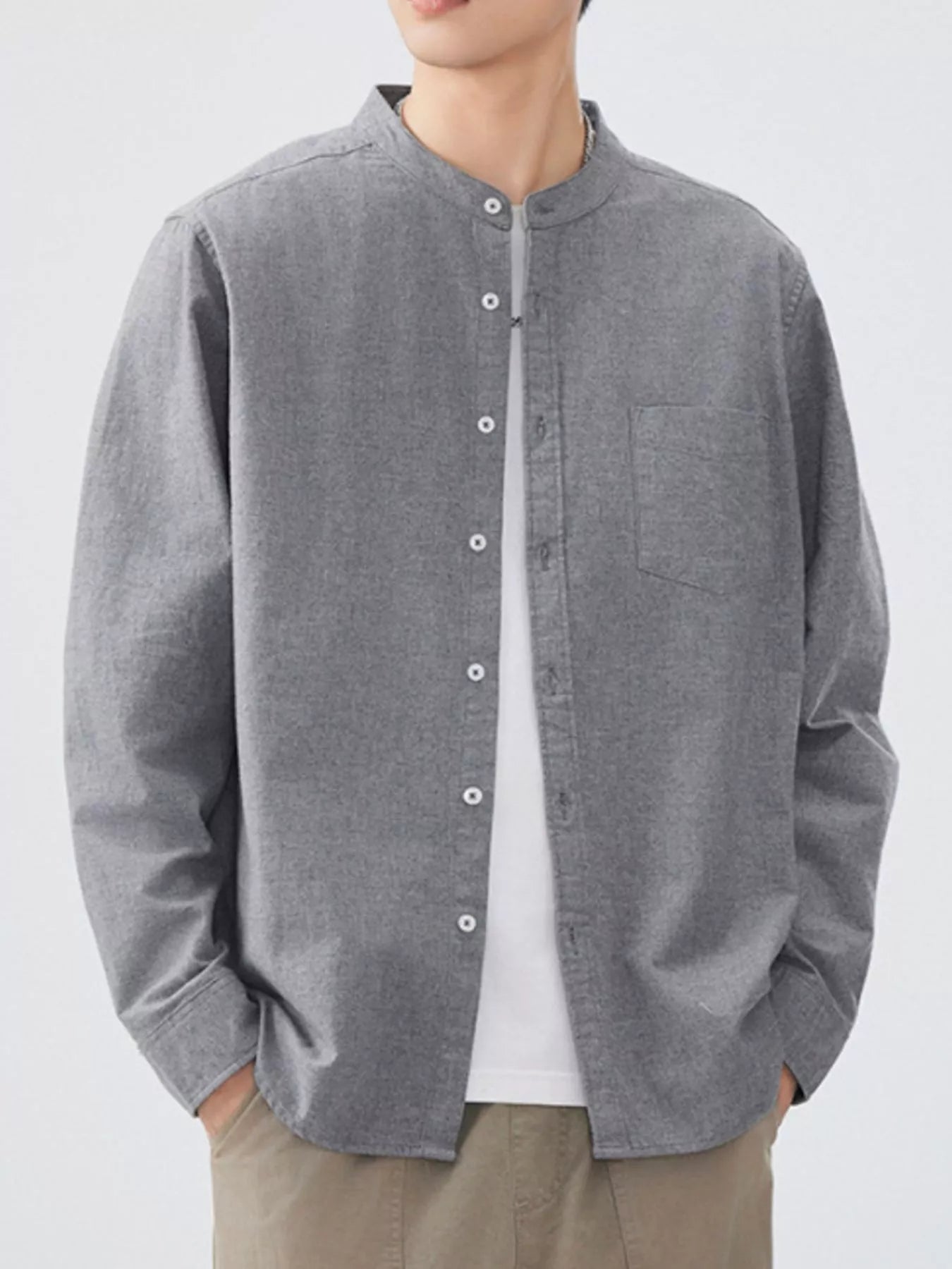 Men's Plus Size Casual Button Up Long Sleeve Shirt