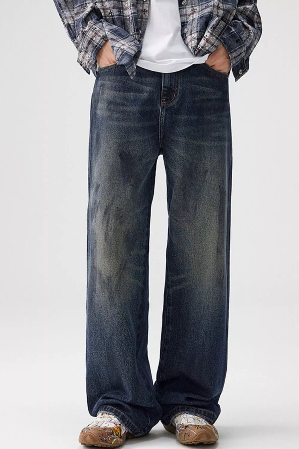 Men's Wash Wide Leg Jeans