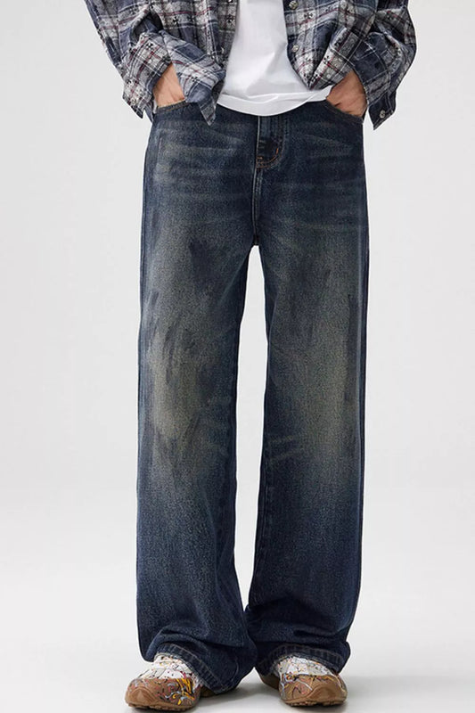 Men's Wash Wide Leg Jeans