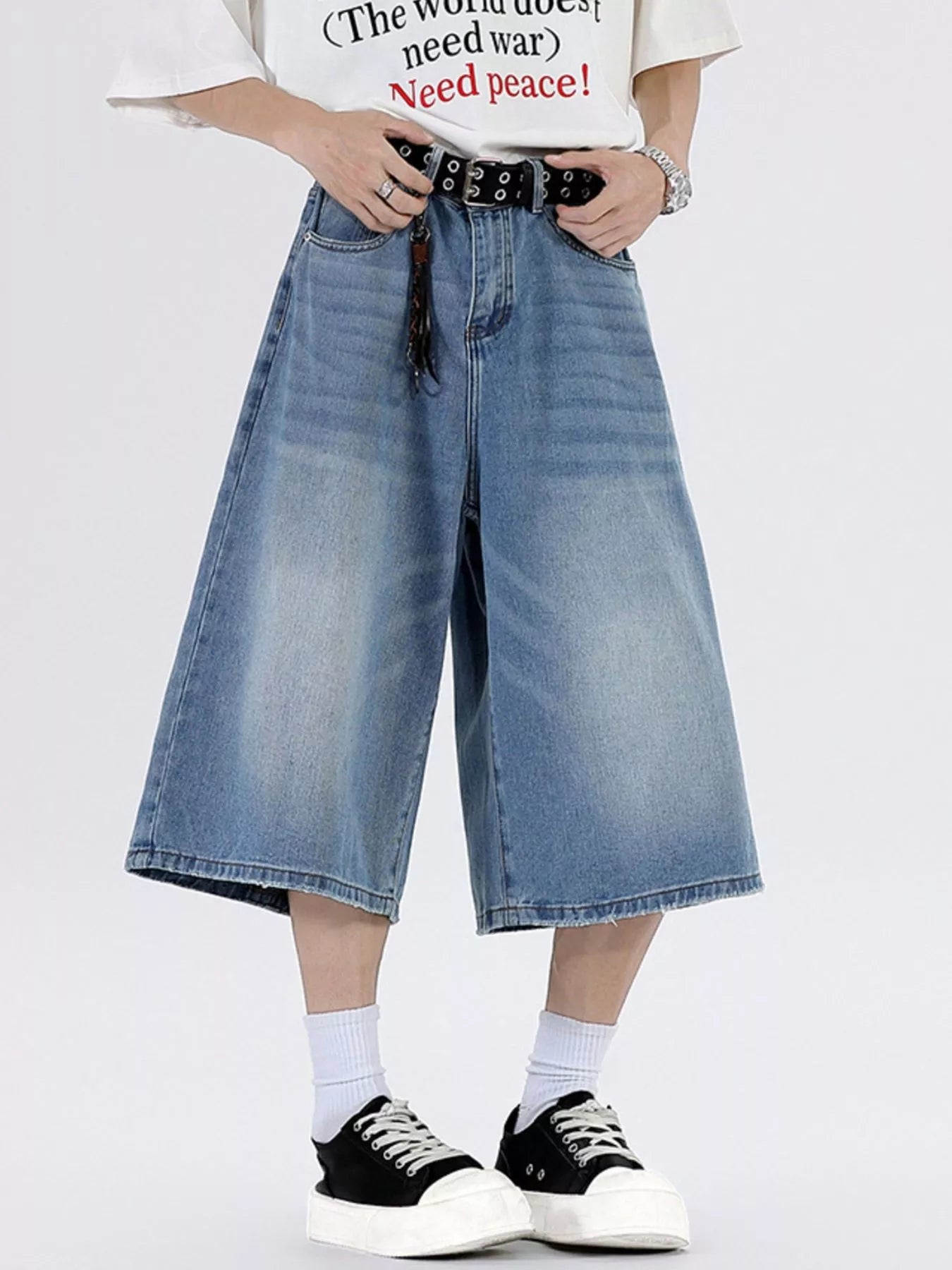 Men's Plus Size Wide Leg Cropped Jeans