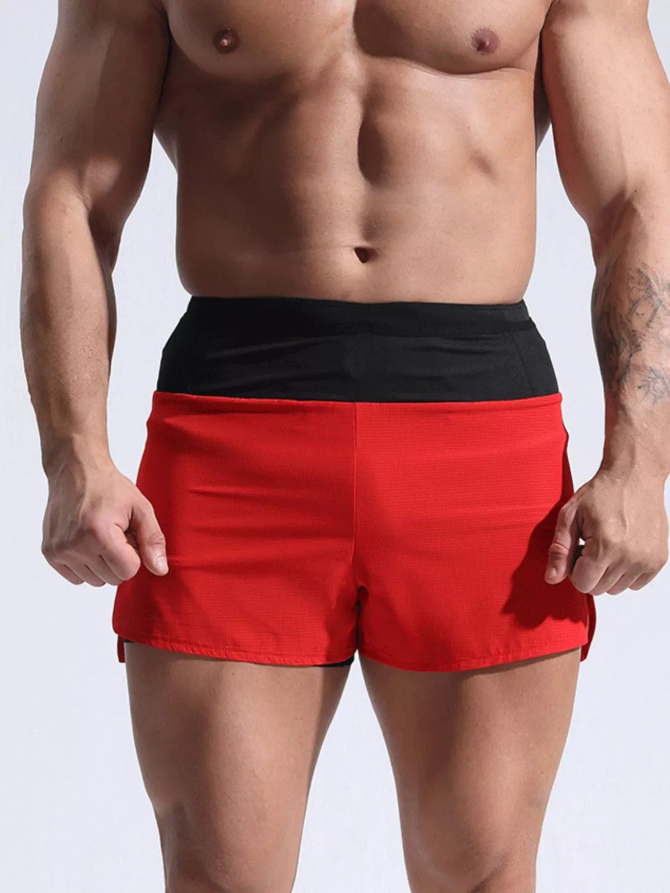 Men's Full Size Contrast Active Shorts Plus Size