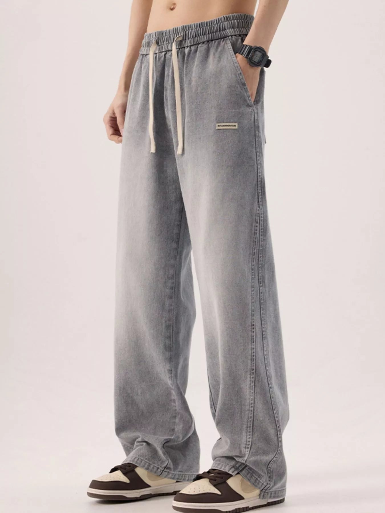 Men's Plus Size Vintage Wash Loose Fit Jeans