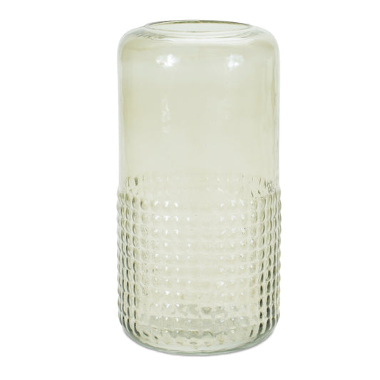 Green Textured Glass Candle Holder Vase 9.5"H