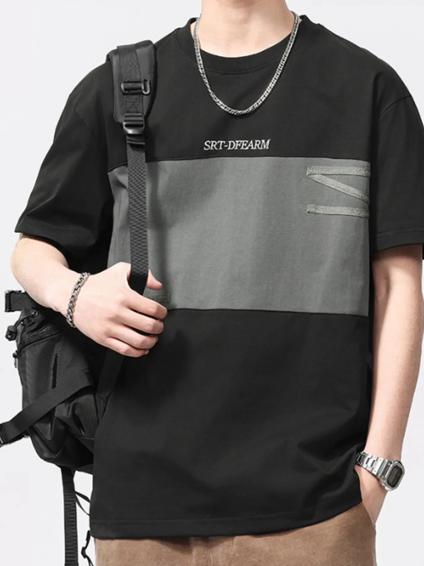 Men's Plus Size Color Block Casual T-Shirt