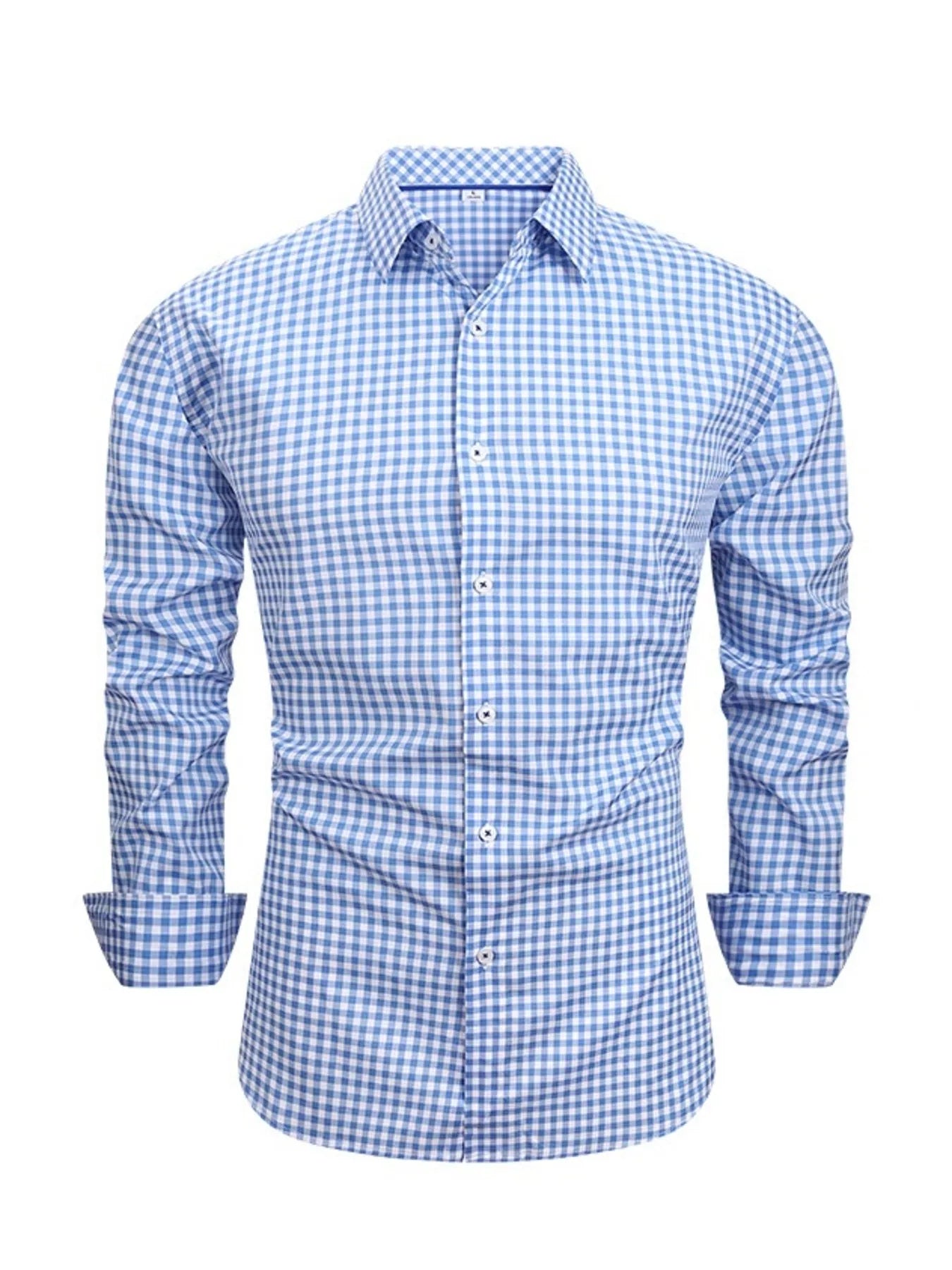 Men's Full Size Classic Fit Long Sleeve Gingham Shirt Plus Size