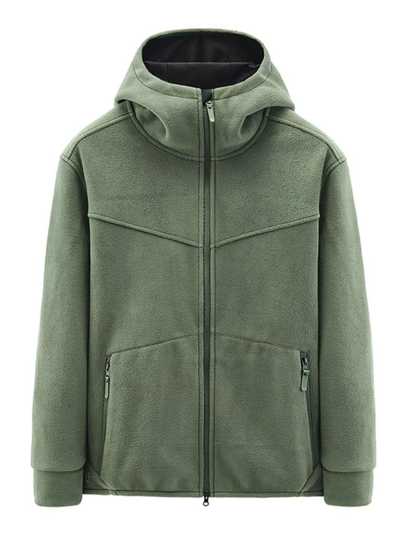 Men's Plus Size Casual Fleece Full-Zip Hooded Jacket
