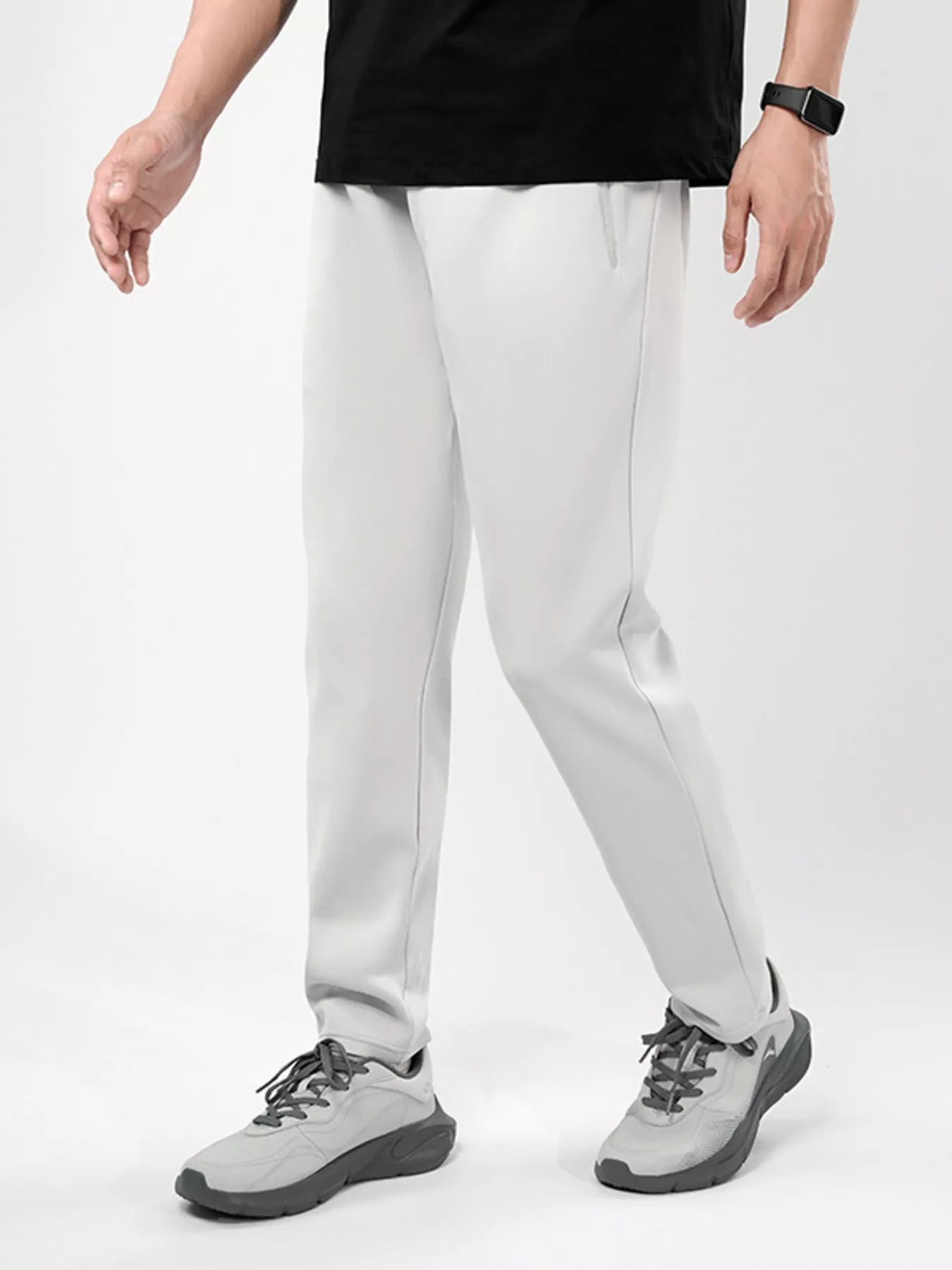 Men's Plus Size Stretch Elastic Waistband Pants with Side Zipper Pockets