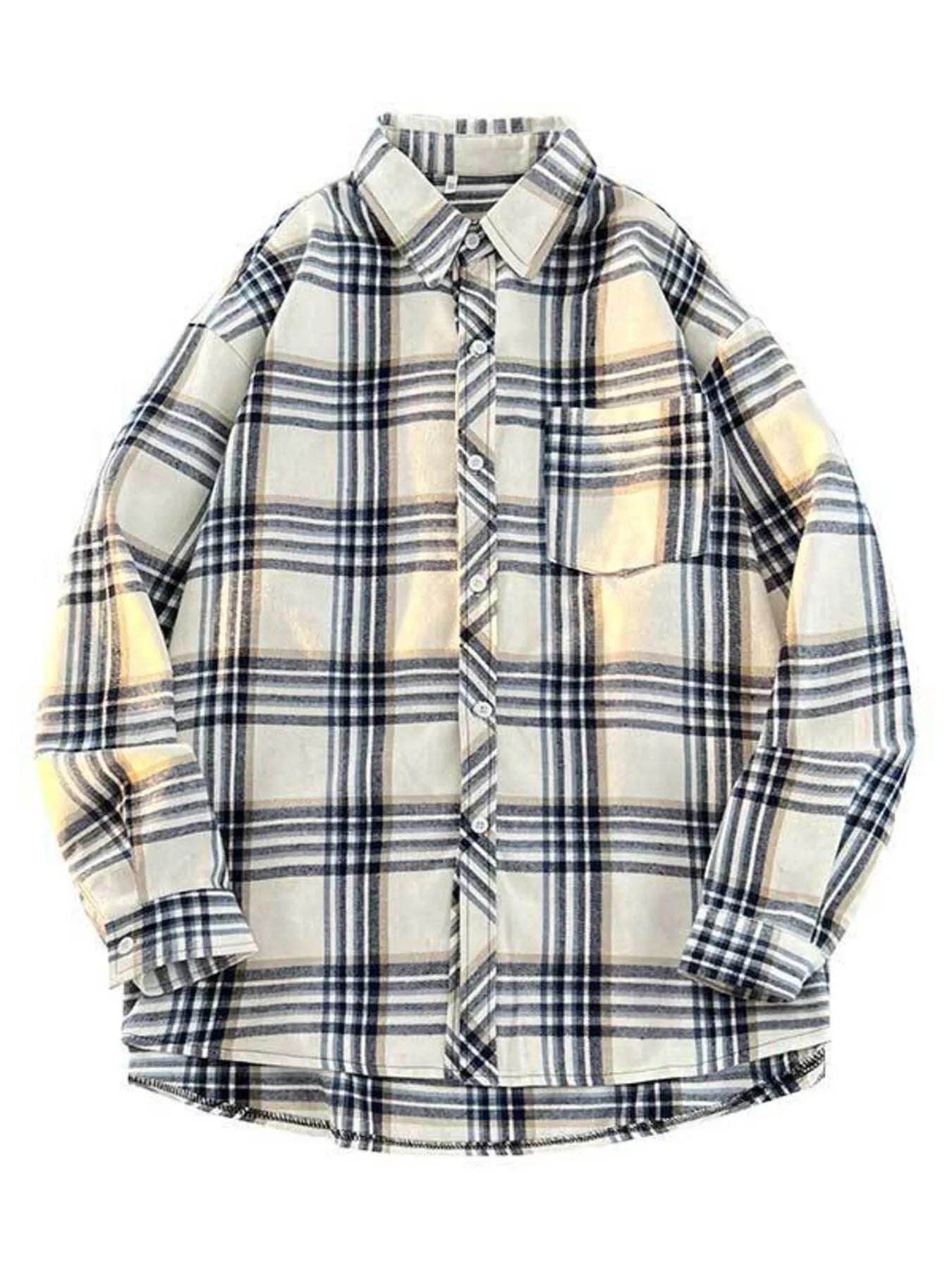 Men's Full Size Vintage Plaid Button Up Shirt Plus Size