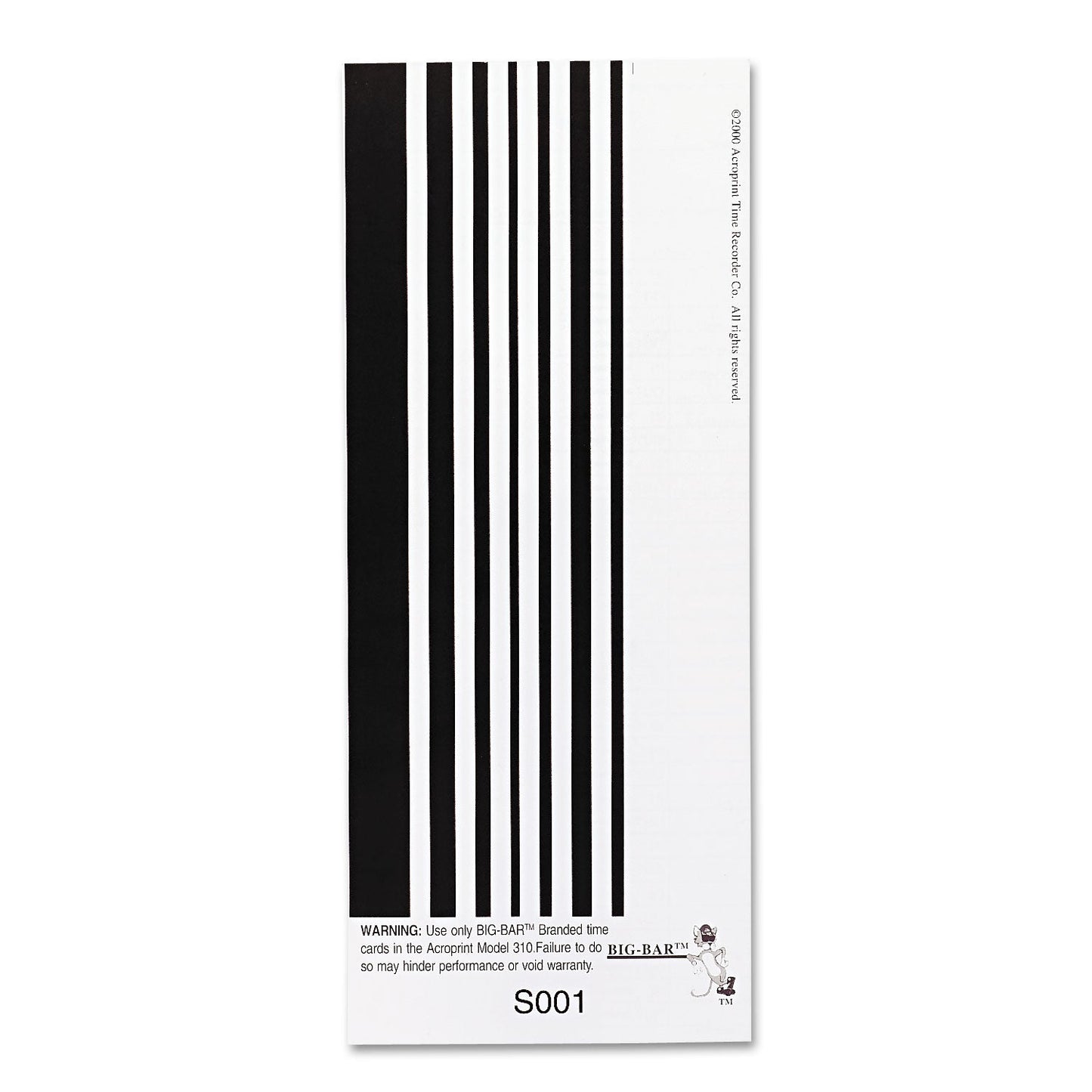 Acroprint Time Clock Cards for Acroprint ATT310, One Side, 4 x 10, 200/Pack