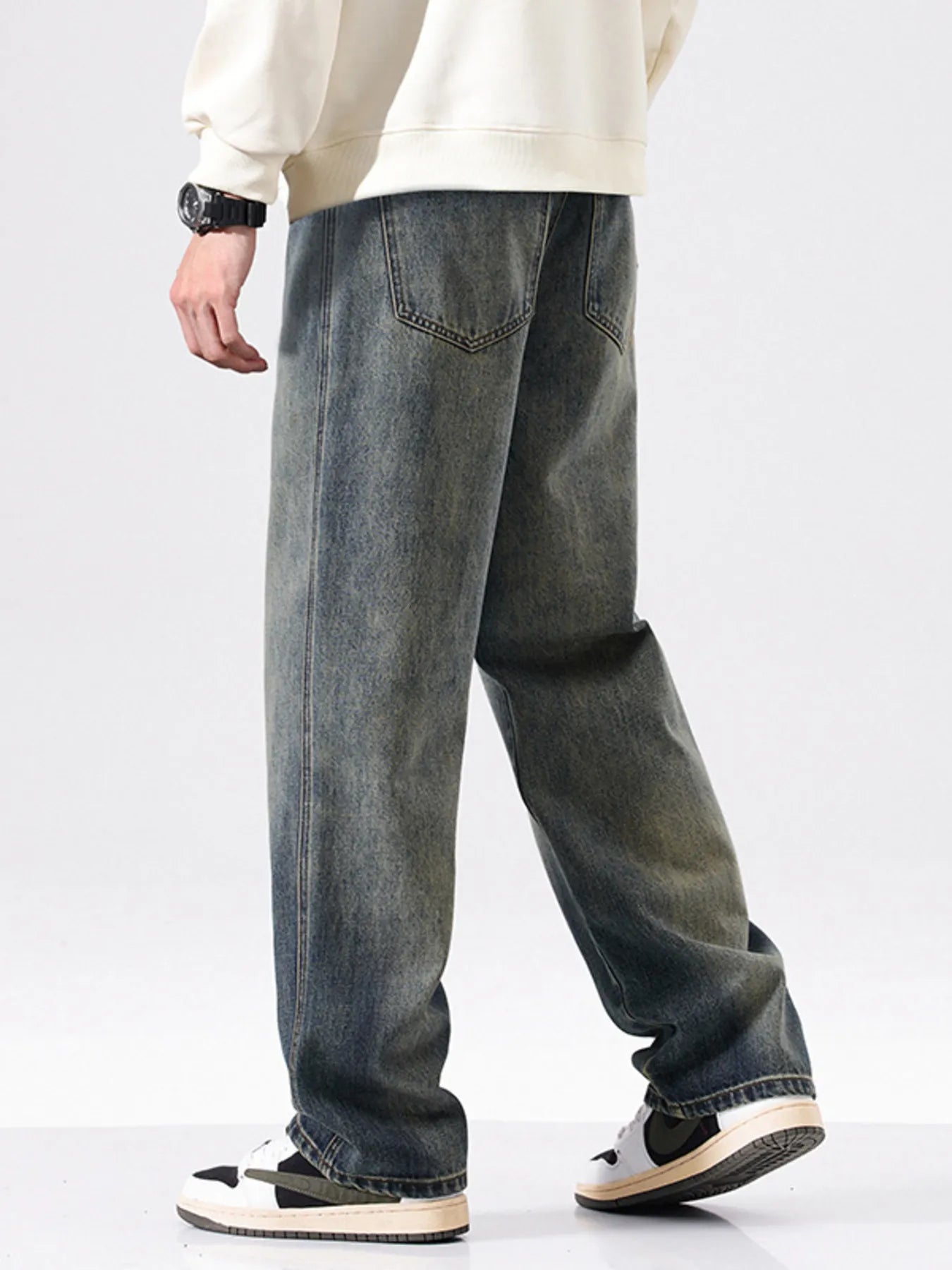Men's Vintage Wash Wide Leg Jeans