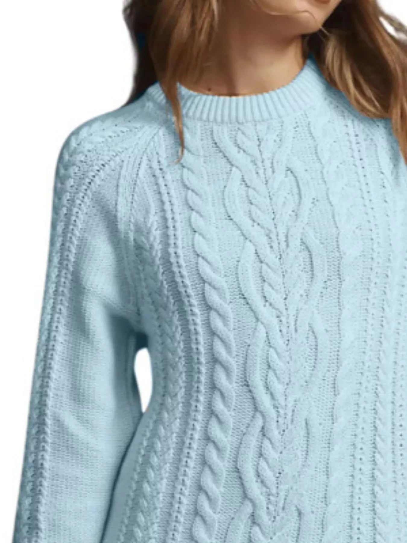 Full Size Cable-Knit Mini Sweater Dress Plus Size