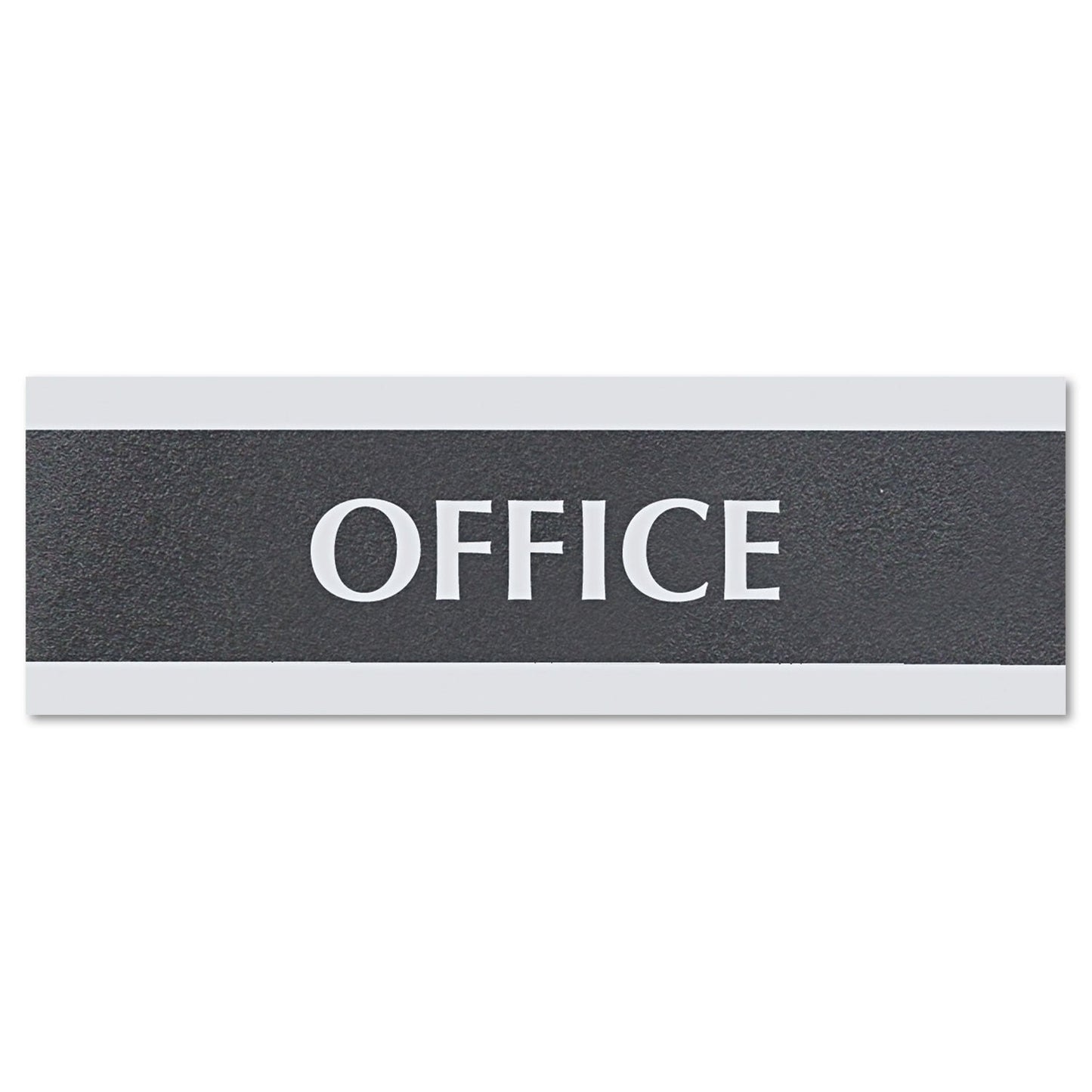 Headline Century Series Office Sign, OFFICE, 9 x 3, Black/Silver