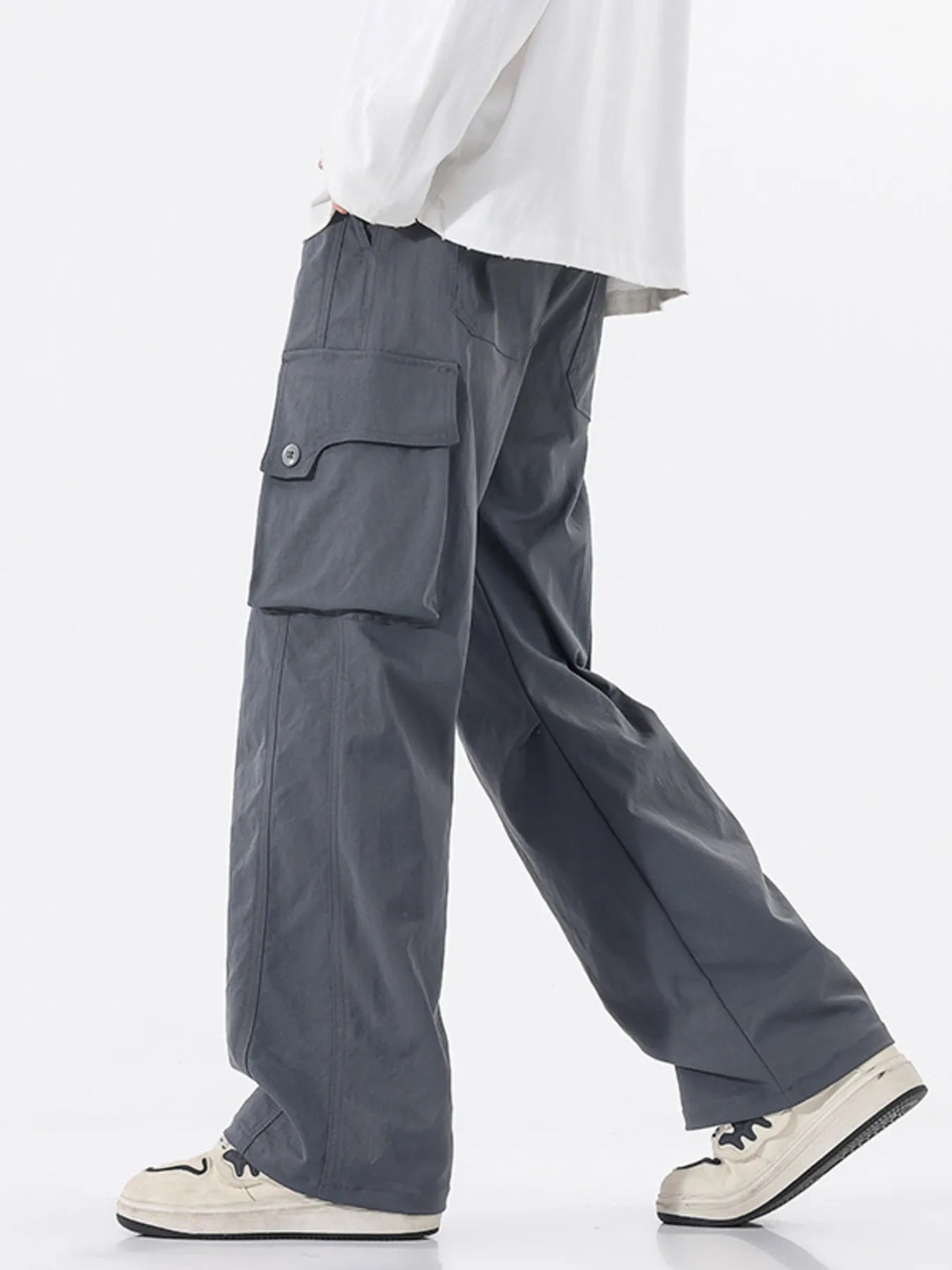 Men's Full Size Loose Fit Multi-Pocket Cargo Pants Plus Size