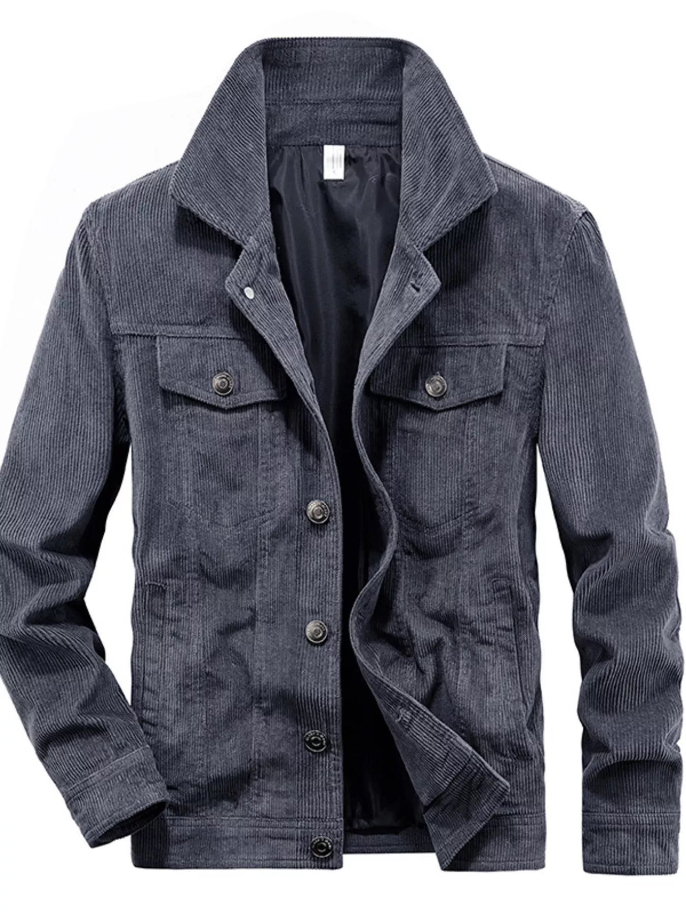 Men's Plus Size Corduroy Button-Down Casual Jacket