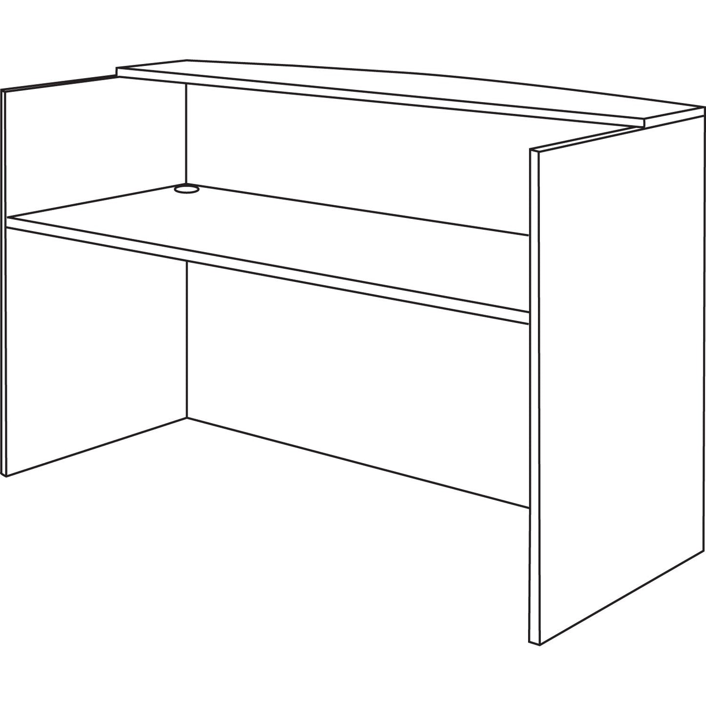 Alera Valencia Series Reception Desk with Transaction Counter, 71" x 35.5" x 29.5" to 42.5", Medium Cherry
