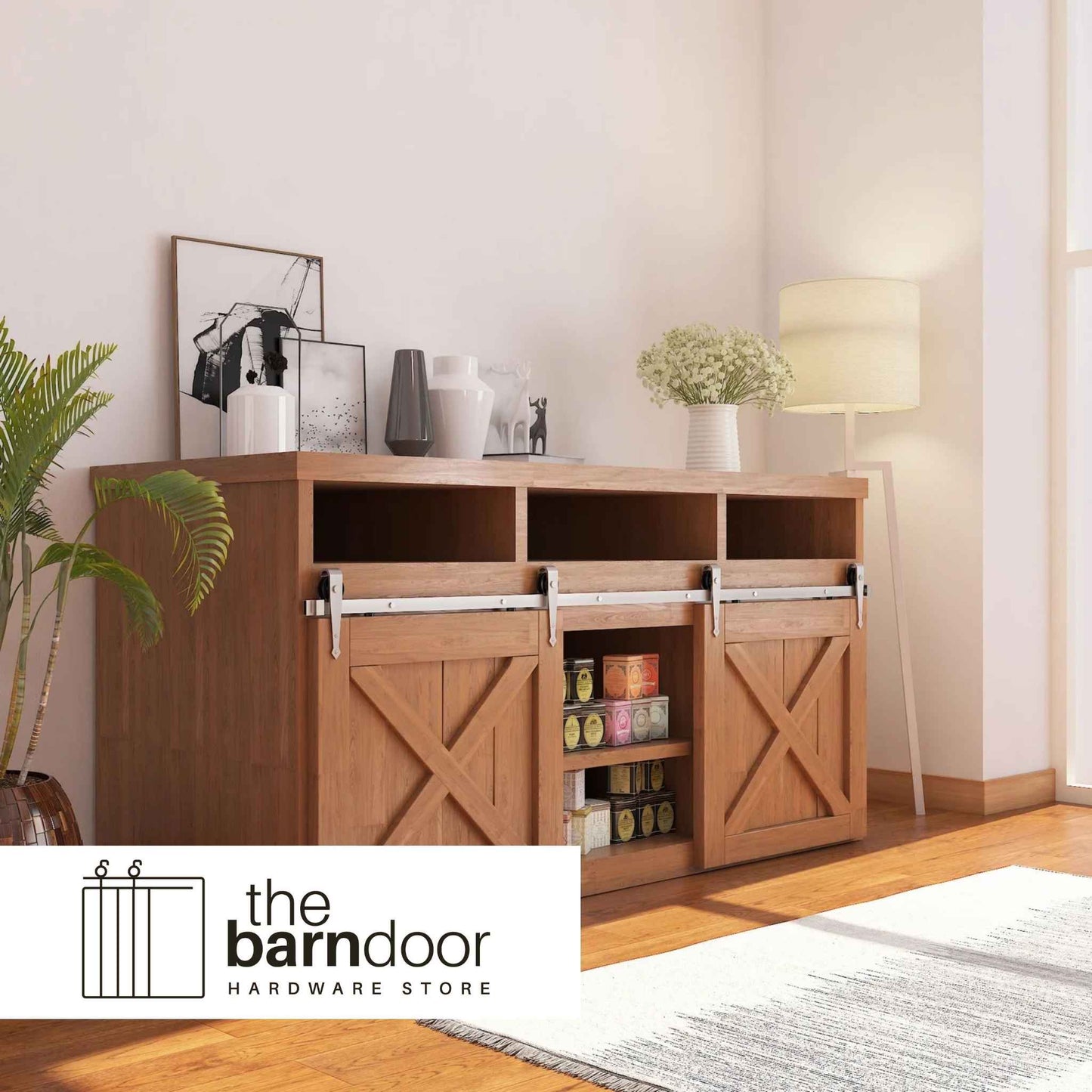 Arrow Cabinet Barn Door Hardware Kit | Brushed Nickel