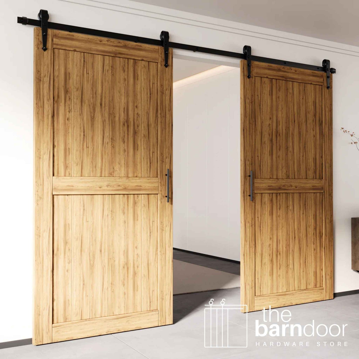 Arrow Black Single Track Barn Door Hardware Kit
