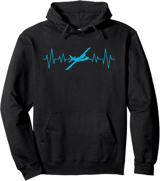 Funny Flying Airplane Heartbeat Aviator Pilot Gift Men Women Pullover Hoodie