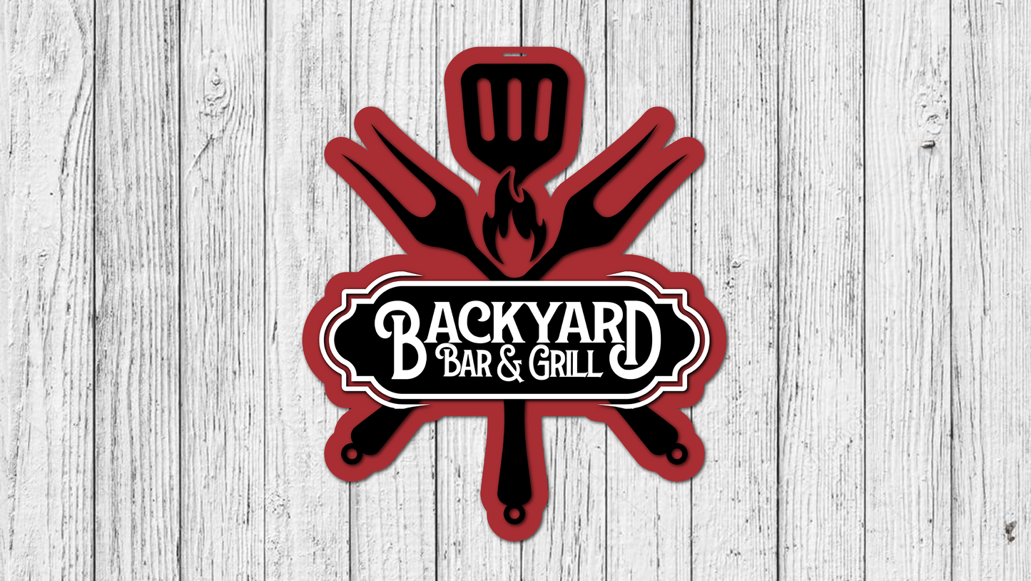 Backyard Bar and Grill Door Hanger - DIY Unfinished Kit - Lvl 2