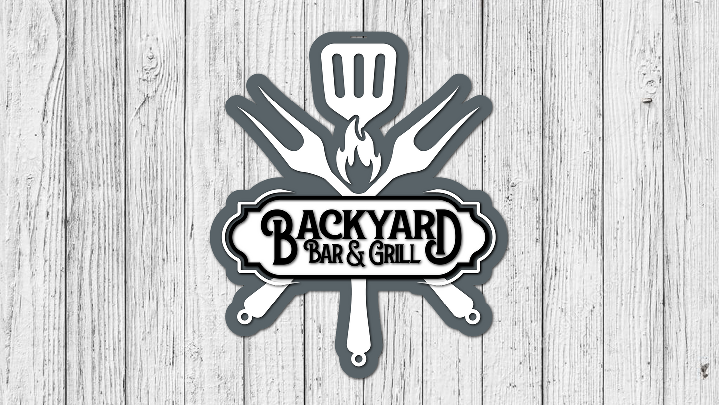 Backyard Bar and Grill Door Hanger - DIY Unfinished Kit - Lvl 2