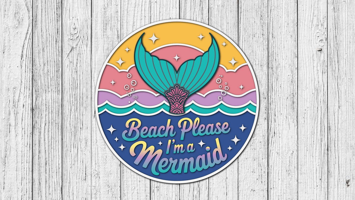 Beach Please I'm a Mermaid Door Hanger - DIY Unfinished Kit - Lvl 2