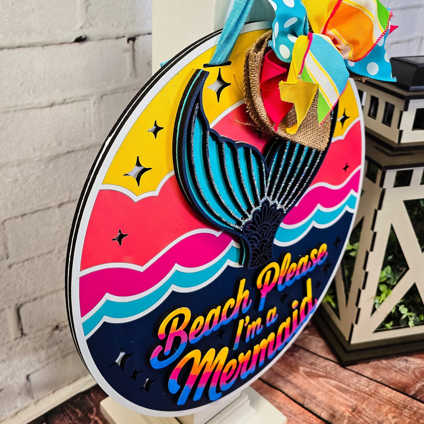 Beach Please Im a Mermaid Door Hanger - Finished