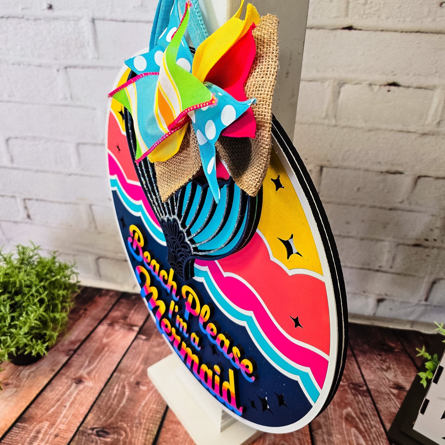 Beach Please Im a Mermaid Door Hanger - Finished