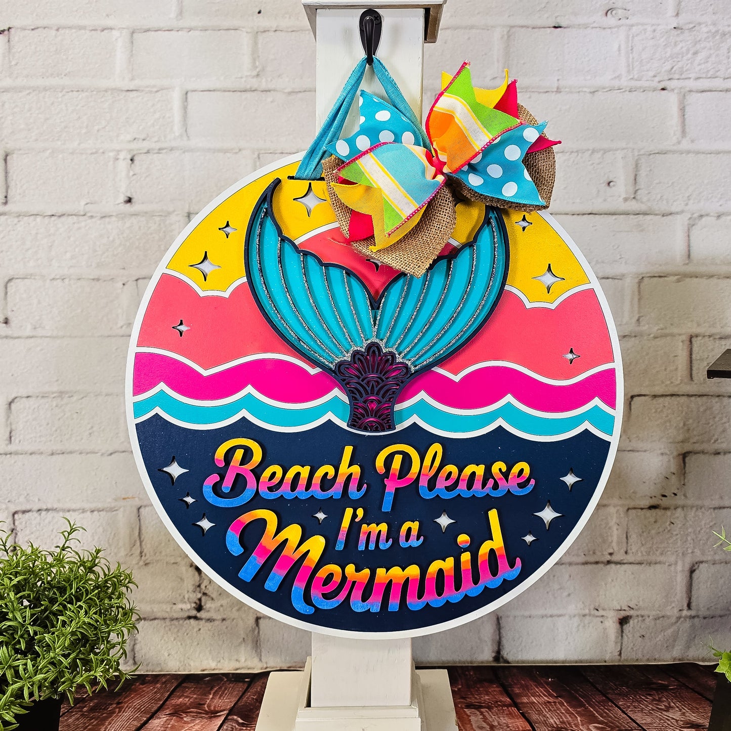 Beach Please Im a Mermaid Door Hanger - Finished