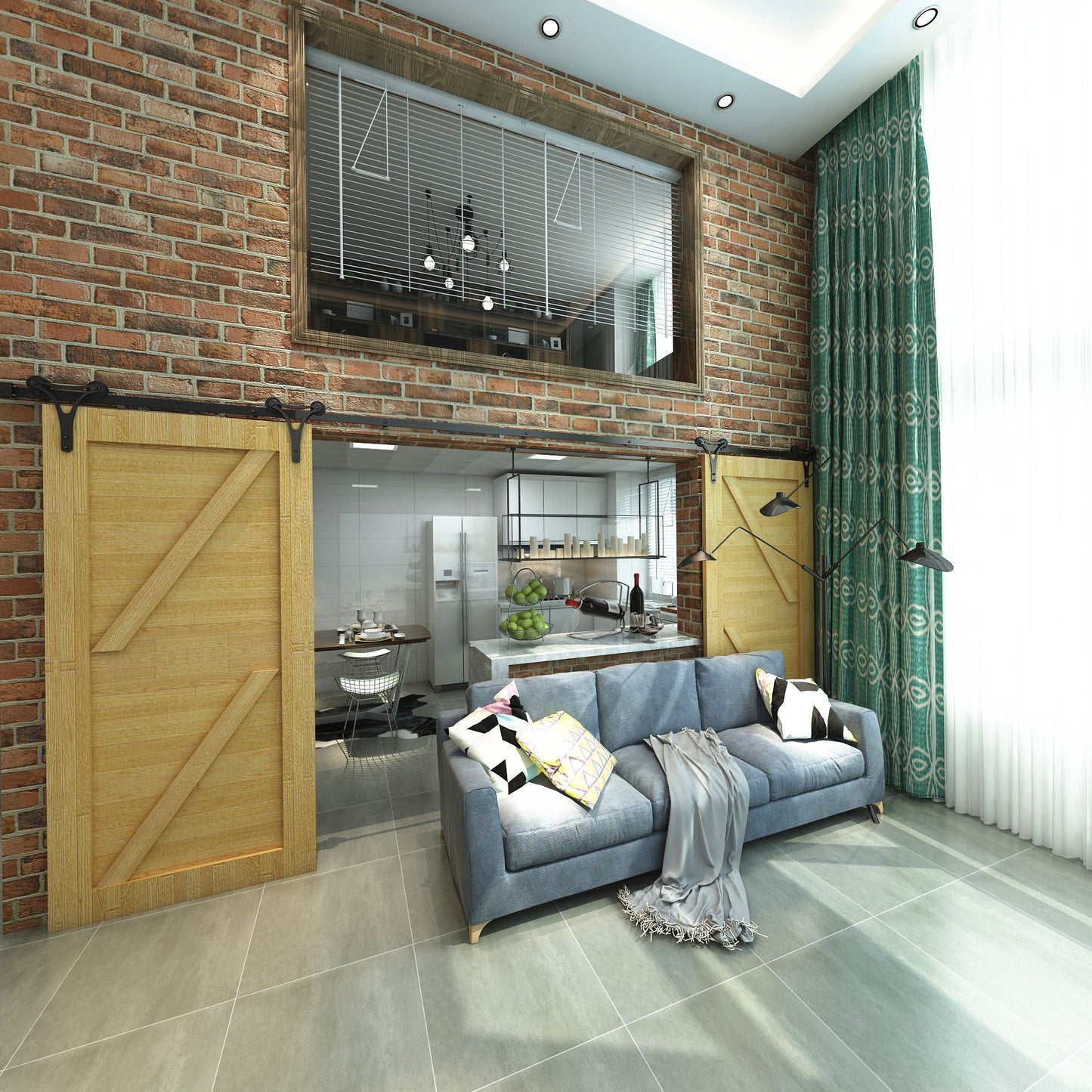 Horn Black Single Track Barn Door Hardware Kit