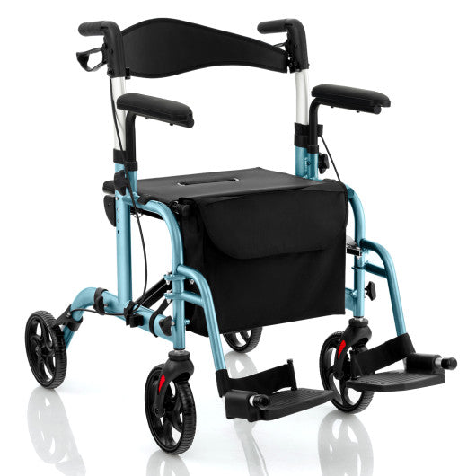 Folding Rollator Walker with Seat and Wheels Supports up to 300 lbs-Navy
