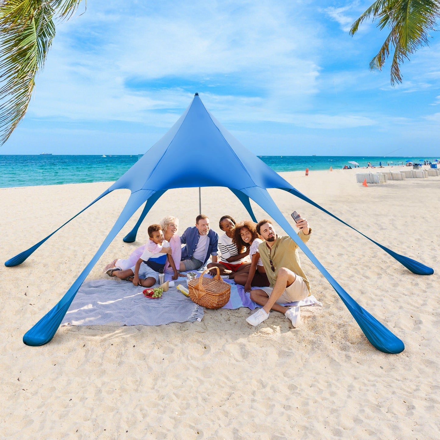 20 x 20 Feet Beach Canopy Tent with UPF50+ Sun Protection and Shovel