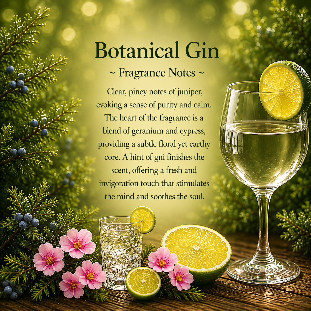 Botanical Gin & Juniper Crystal Candle, 10oz