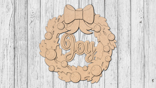 Joy Christmas Wreath Door Hanger - DIY Unfinished Kit - Lvl 1