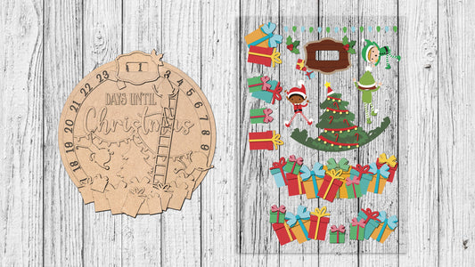 Days Until Christmas Elves Workshop Countdown Calendar 13inch - DIY Unfinished Kit - Lvl 3
