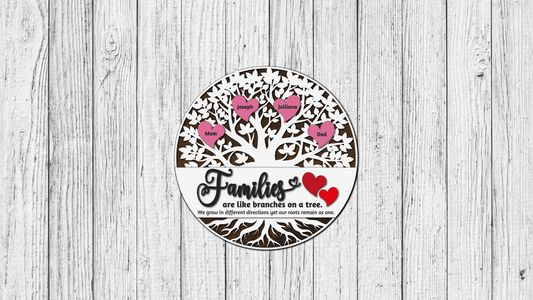 Personalized Families Branches on a Tree 10inch Sign - Finished